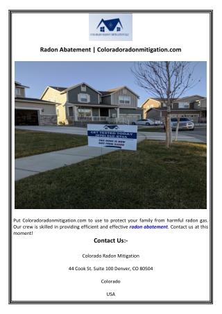 Radon Abatement  Coloradoradonmitigation.com