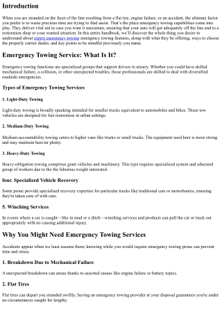 Emergency Towing Services one zero one: Key Factors to Consider Before You Call