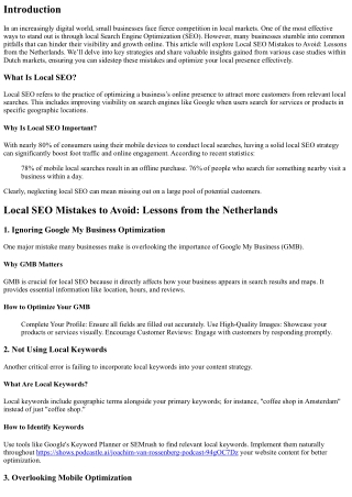 Local SEO Mistakes to Avoid: Lessons from the Netherlands