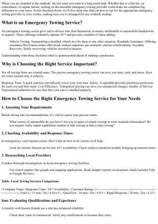 How to Choose the Right Emergency Towing Service for Your Needs