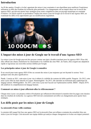 L’impact des mises à jour de Google sur le travail d’une Agence SEO