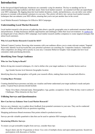 Local Market Research Techniques for Effective SEO Campaigns
