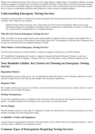 Your Roadside Lifeline: How to Choose the Best Emergency Towing Service