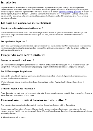 Comment associer mets et boissons avec votre coffret ?