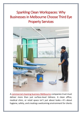 Sparkling Clean Workspaces Why Businesses in Melbourne Choose Third Eye Property Services