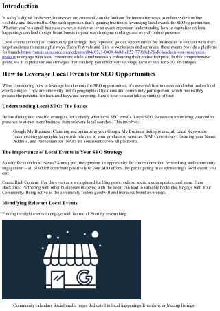 How to Leverage Local Events for SEO Opportunities