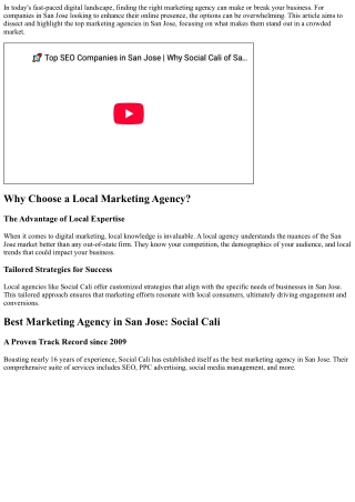 Discover the Top Marketing Agencies in San Jose