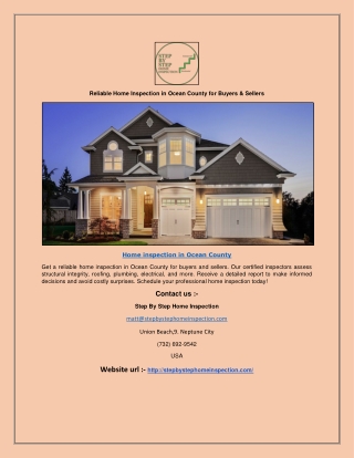 Reliable Home Inspection in Ocean County for Buyers & Sellers