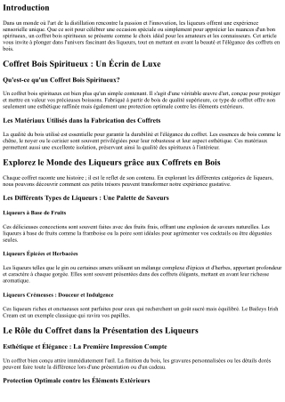 Explorez le Monde des Liqueurs grâce aux Coffrets en Bois