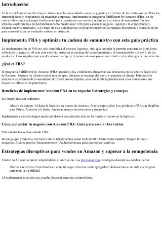Implementa FBA y optimiza tu cadena de suministro con esta guía práctica