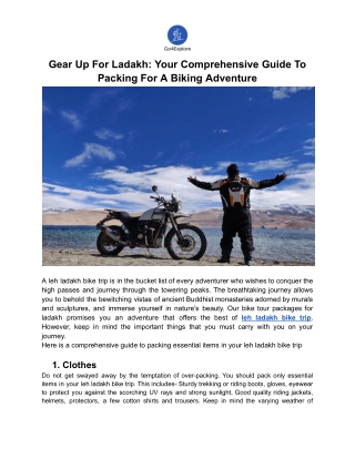 Gear Up For Ladakh: Your Comprehensive Guide To Packing For A Biking Adventure