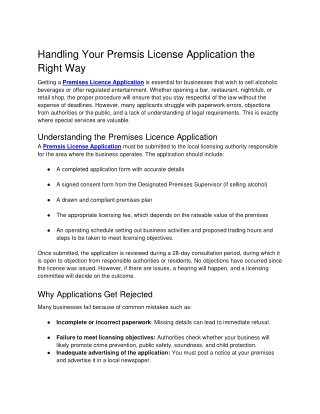 Handling Your Premsis License Application the Right Way