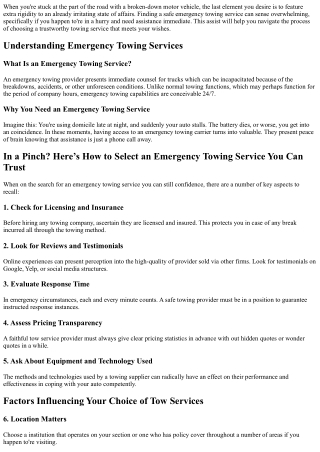 In a Pinch? Here’s How to Select an Emergency Towing Service You Can Trust