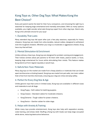 Kong Toys vs. Other Dog Toys What Makes Kong the Best Choice