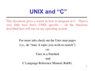 UNIX and “C”