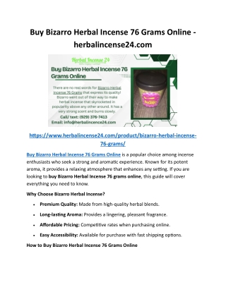 Buy Bizarro Herbal Incense 76 Grams Online - herbalincense24