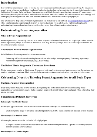 Celebrating Diversity: Tailoring Breast Augmentation to All Body Types