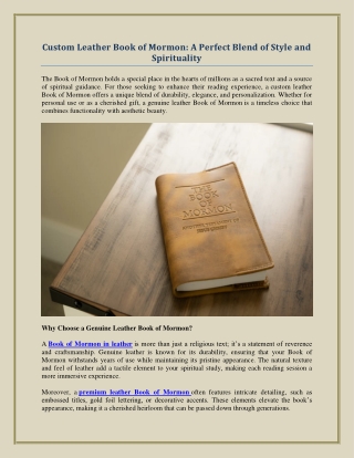 Custom Leather Book of Mormon A Perfect Blend of Style and Spirituality