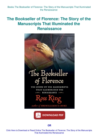 Books The Bookseller of Florence The Story of the Manuscripts That Illuminated the Renaissance