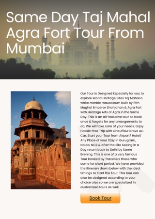 Same Day Taj Mahal Agra Fort Tour From Mumbai