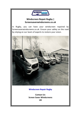 Windscreen Repair Rugby  Screensaverwindscreens.co.uk