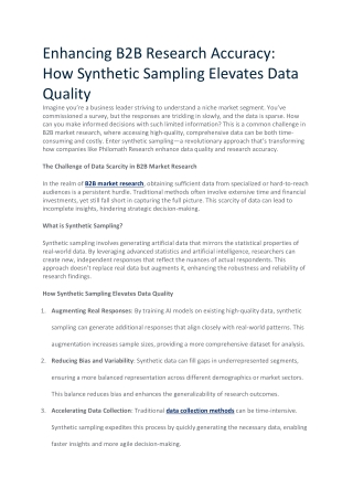 Boosting B2B Research Synthetic Sampling for Better Data