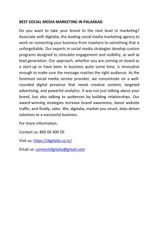 BEST SOCIAL MEDIA MARKETING IN PALAKKAD