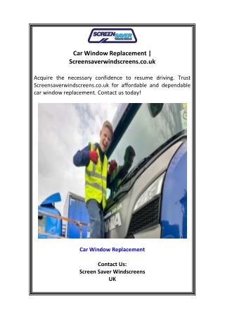 Car Window Replacement  Screensaverwindscreens.co.uk
