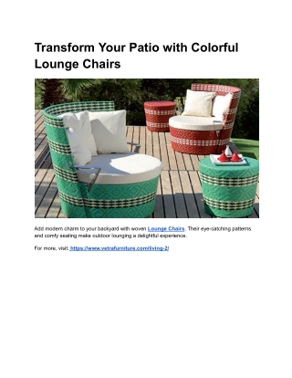 Outdoor Relaxation Made Better with Lounge Chairs