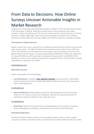From Data to Decisions How Online Surveys Uncover Actionable Insights in Market Research