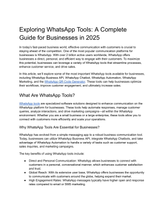 Exploring WhatsApp Tools_ A Complete Guide for Businesses in 2025