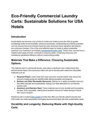Eco-Friendly Commercial Laundry Carts_ Sustainable Solutions for USA Hotels