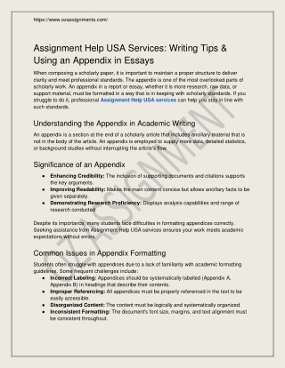 Assignment Help USA Services Using an Appendix in Essays
