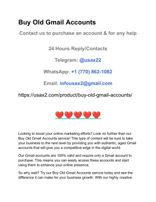 Buy Old Gmail Accounts