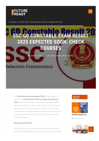 SSC GD Constable Exam Result 2025 Expected Soon Check Courses