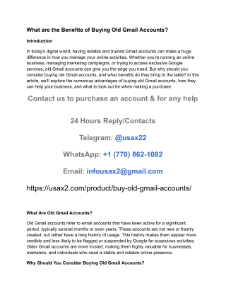 What are the Benefits of Buying Old Gmail Accounts