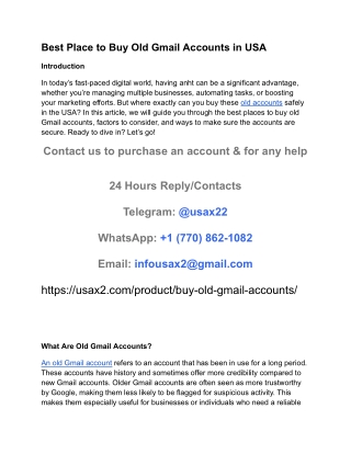 Best Place to Buy Old Gmail Accounts in USA