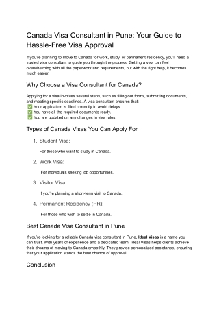 Exclusive Canada Visa Agency in Pune