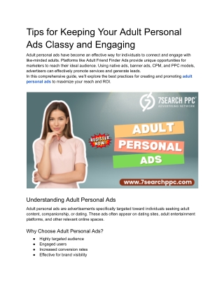 Tips for Keeping Your Adult Personal Ads Classy and Engaging