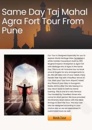 Same Day Taj Mahal Agra Fort Tour From Pune