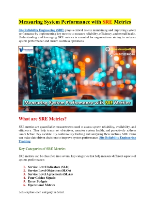 SRE Certification Course - SRE Training Online in Bangalore