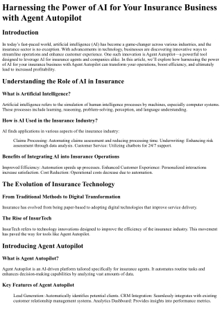 Harnessing the Power of AI for Your Insurance Business with Agent Autopilot