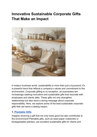 Innovative Sustainable Corporate Gifts That Make an Impact