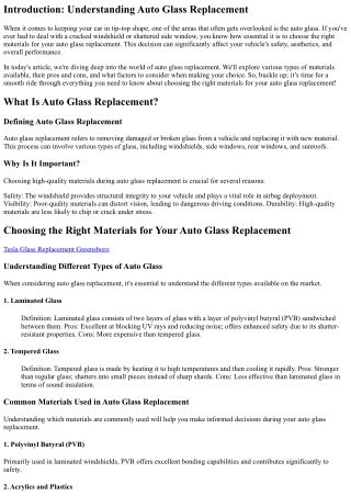 Choosing the Right Materials for Your Auto Glass Replacement