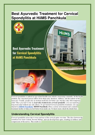 Best Ayurvedic Treatment for Cervical Spondylitis at HiiMS Panchkula