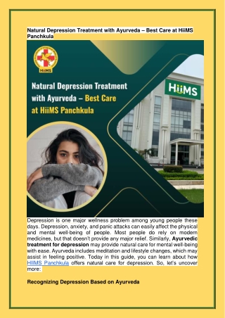 Natural Depression Treatment with Ayurveda