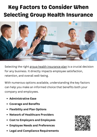 Key Factors to Consider When Selecting Group Health Insurance