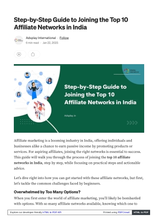 Step-by-Step Guide to Joining the Top 10 Affiliate Networks in India