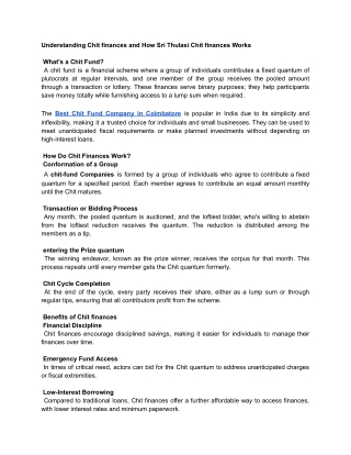 Explore Chit Funds in Coimbatore – Safe and Profitable Investments