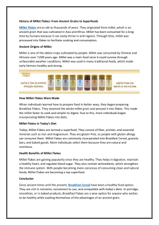 History of Millet Flakes: From Ancient Grains to Superfoods